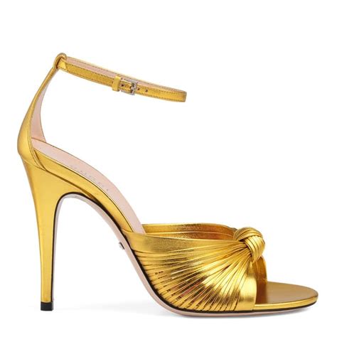 gucci crawford knotted metallic leather sandals|Gucci Women's Crawford Metallic Leather Mid.